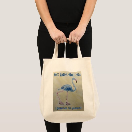 Vote Harris 2024 Blue Flamingo with Pearls Tasche (Vorderseite (Produkt))