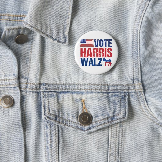 Vote Harris Walz Amerikanischer Flaggendemokrat Do Button (Beispiel)