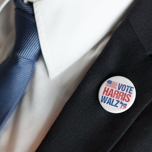 Vote Harris Walz Amerikanischer Flaggendemokrat Do Button