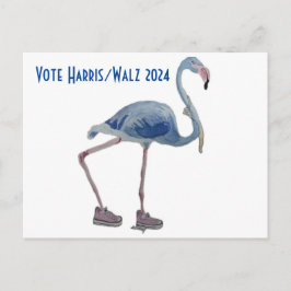 Vote Harris/Walz Blue FLAmingo w/ Pearls Postcard Postkarte