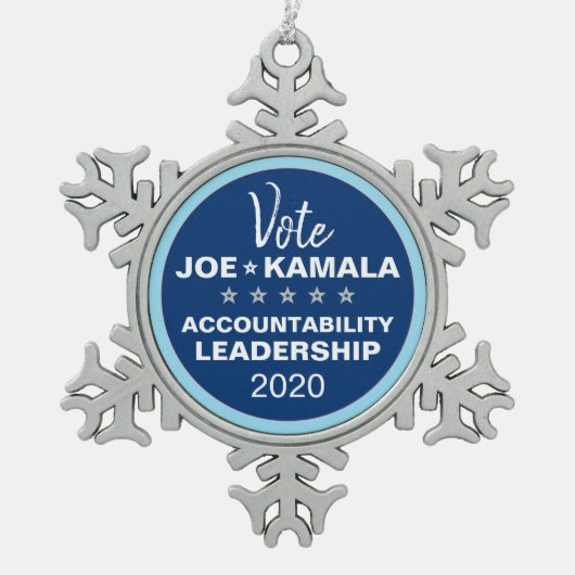 Vote Joe Biden Kamala Harris 2024 Vorlage Schneeflocken Zinn-Ornament (Vorderseite)