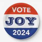 Vote Joy 2024 Harris Walz Pappteller (Vorderseite)