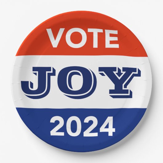 Vote Joy 2024 Harris Walz Pappteller (Vorderseite)