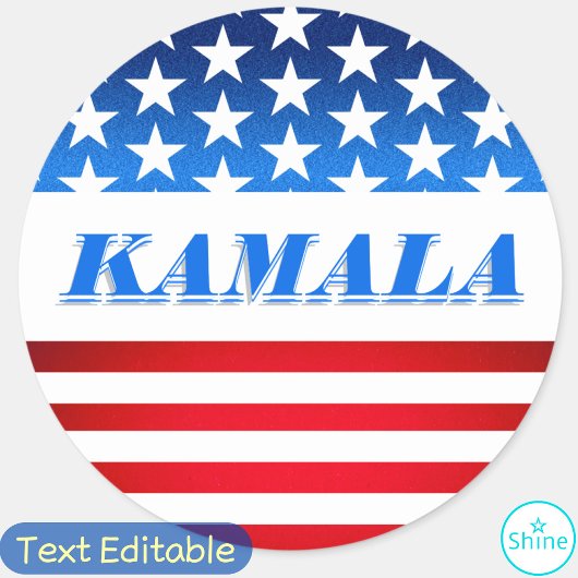 Vote Kamala Harris Custom Text USA Flag Demokraten Runder Aufkleber