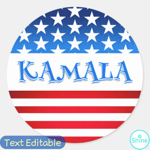 Vote Kamala Harris USA Flag Typografie Custom Text Runder Aufkleber