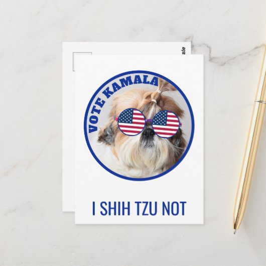 Vote Kamala USA flagge Shih Tzu Nicht niedlicher H Postkarte (Vorderseite/Rückseite Beispiel)