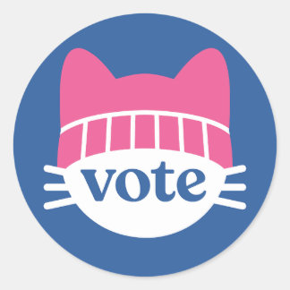 Vote Kitty Blue Runder Aufkleber