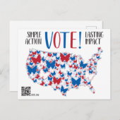 Vote! Lasting Impact, Red White Blue Butterflies Postkarte (Vorne/Hinten)