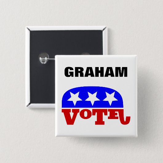Vote Lindsey Graham Republikaner Elephant Button (Vorne & Hinten)