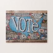 VOTE LOUD Puzzle eines Originalgemäldes auf Holz (Horizontal)