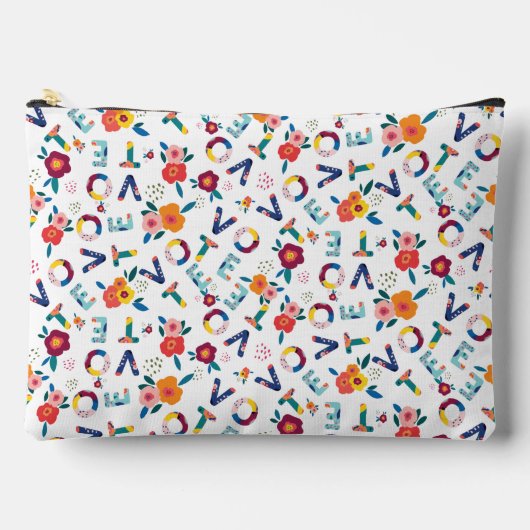 Vote Modern Floral in Green Pink Orange Blue Zubehörtasche (Vorderseite)