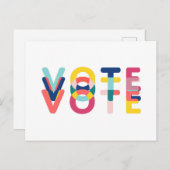 Vote Multicolor Rainbow Modern Blue Yellow Postkarte (Vorne/Hinten)