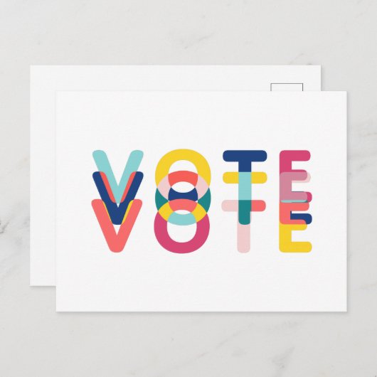 Vote Multicolor Rainbow Modern Blue Yellow Postkarte (Vorne/Hinten)