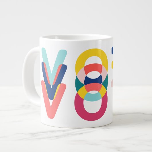 Vote Multicolor Rainbow Modern Yellow Blue Jumbo-Tasse (Vorderseite Links)