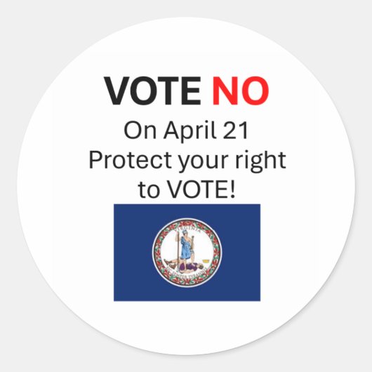 Vote NO on VA Redistricting  Runder Aufkleber (Vorderseite)
