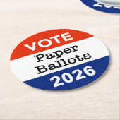 Vote Paper Ballots 2026 Midterm Election Paper Cup Runder Pappuntersetzer (Angewinkelt)