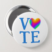 VOTE Rainbow Heart Button (Vorne & Hinten)