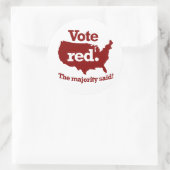 Vote Red Runder Aufkleber (Tasche)