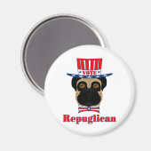 Vote rePUGlican Funny Mops in Red White Blue Hat Magnet (Vorderseite/Rückseite)