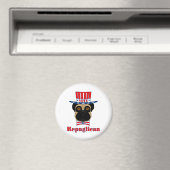 Vote rePUGlican Funny Mops in Red White Blue Hat Magnet (In Situ (Geschirrspüler))