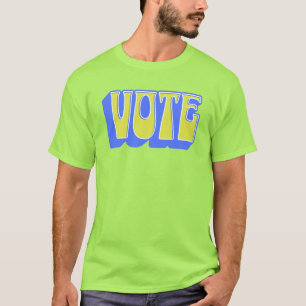 Vote Retro farbenfrohe Groovy Blue Yellow Chartreu T-Shirt