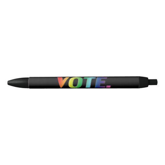 "vote" - Stolze Regenbogenfarben lgbtq schwarz Kugelschreiber (Vorderseite)