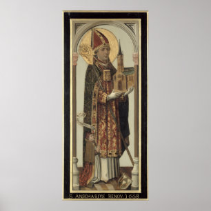 Votive Platte, die St. Ansgar, 1457 darstellt Poster