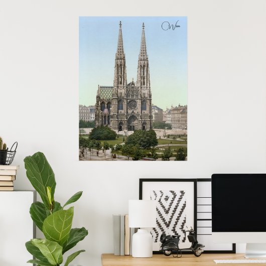 Votivkirche in Wien (c. 1900) Poster (Heimbüro)