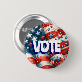 Votum für Rote, Weiße und Blaue Patriotische US-Fl Button (Vorne & Hinten)