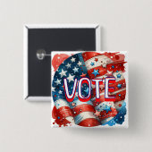 Votum Rot, Weiß und Blau Patriotisch Button (Vorne & Hinten)