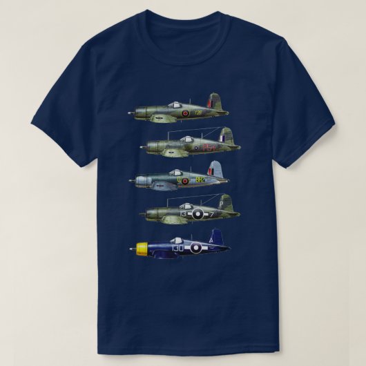Vought F4U Corsair WWII Fighter Flugzeug T-Shirt (Design vorne)