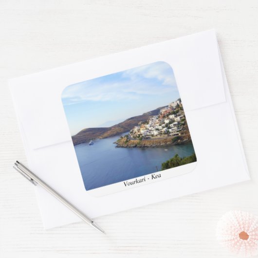 Vourkari - Kea Quadratischer Aufkleber (Umschlag)