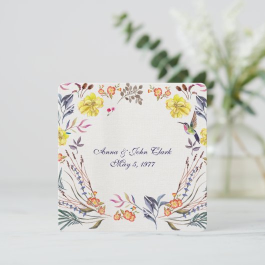 Vow Renewal Aquarell Blumengrenze Einladung (Stehend Vorderseite)