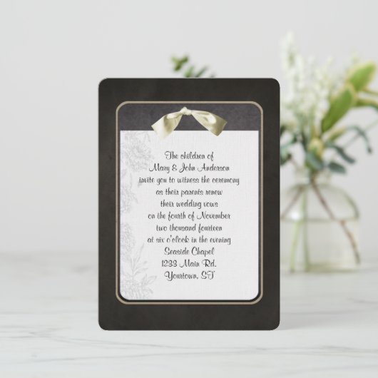 Vow Renewal Black Frame Einladung (Stehend Vorderseite)