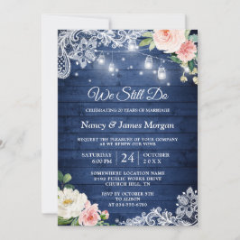 Vow Renewal Blue String Lights Lace Floral Einladung