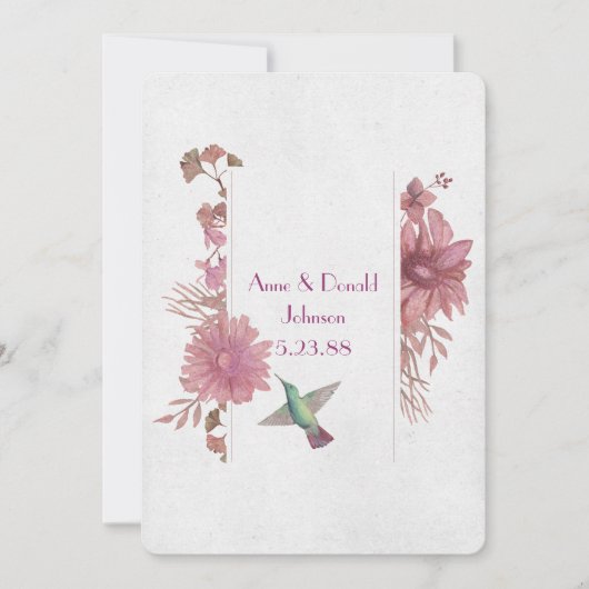 Vow Renewal-Blumengrenze mit Kolibri Einladung (Vorderseite)