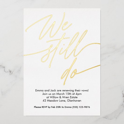 Vow Renewal Einladungen Einfache Golfregion (Vorderseite)