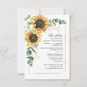 Vow Renewal Eucalyptus Sunflower Geometric Wedding Einladung (Vorderseite)