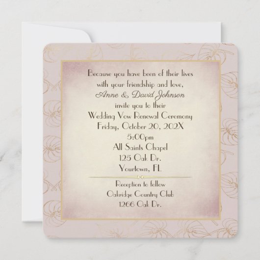 Vow Renewal Gold Foil Leaf Einladung (Vorderseite)