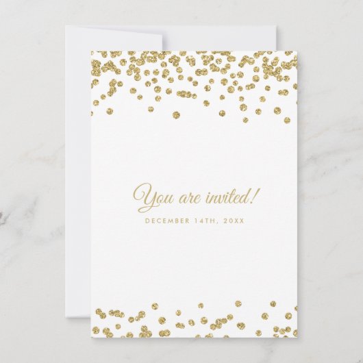 Vow Renewal Gold Imitats Glitzer Confetti White Einladung (Rückseite)