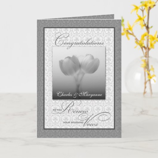 Vow Renewal Herzlichen Glückwunsch Silver Tulips Karte (Gelbe Blume)