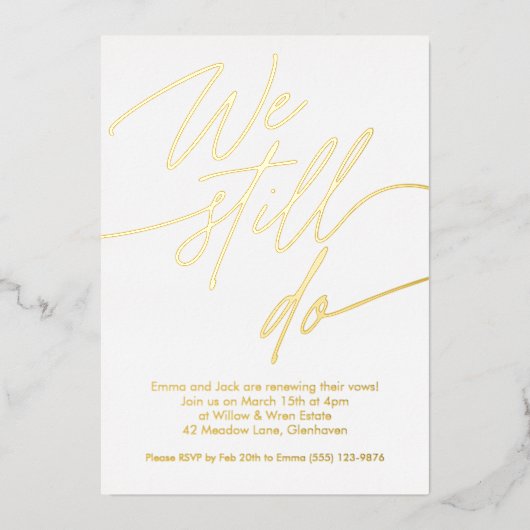 Vow Renewal Invitations Simple Gold Foil Folieneinladung (Vorderseite)