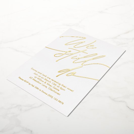 Vow Renewal Invitations Simple Gold Foil Folieneinladung (Gedreht)