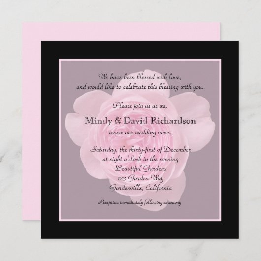 Vow Renewal Light Pink Rose Einladung (Vorne/Hinten)