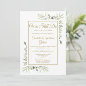 Vow Renewal machen wir noch Gold Greenery Jubiläum Einladung (Stehend Vorderseite)