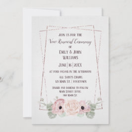 Vow Renewal Pink Anemone und Glitzer Frame Einladu Einladung