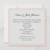 Vow Renewal Pink Blume auf der White Bridal Spitze Einladung (Rückseite)