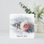 Vow Renewal Pink Rose auf Klaviertasten Einladung (Stehend Vorderseite)