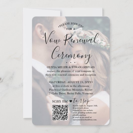 Vow Renewal QR Code UAWG 2 Foto Sequel Wedding Einladung (Vorderseite)