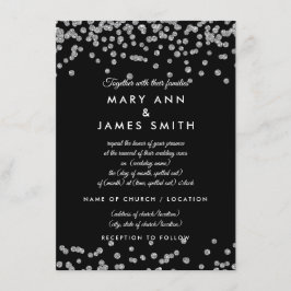 Vow Renewal Silver Imitats Glitzer Confetti Black Einladung